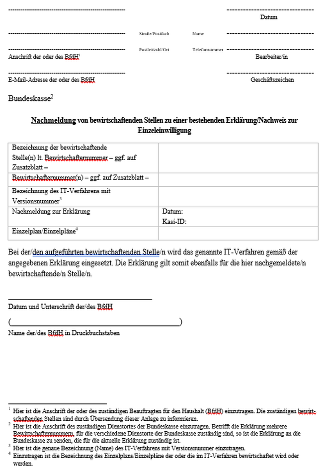 Nachmeldung von bewirtschafteten Stellen zu einer bestehenden Erklrung/Nachweis zur Einzeleinwilligung